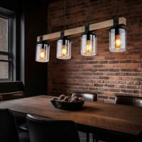 Globo Houten hanglampLila 4-lichts - 15555-4H - thumbnail