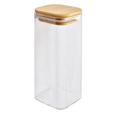Clayre & Eef Voorraadpot 6x6x15 cm Transparant Glas Voorraadbus