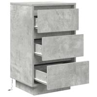 Nachtkastje met LED-verlichting 38x34x65 cm betongrijs - thumbnail