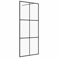 Inloopdouchewand 90x195 cm ESG-glas transparant en zwart - thumbnail