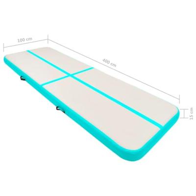 Gymnastiekmat met pomp opblaasbaar 400x100x15 cm PVC groen
