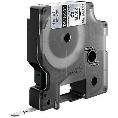 Dymo RHINO permanente polyester tape 6 mm, zwart op metaal Dymo RHINO permanente polyester tape 6 mm, zwart op metaal