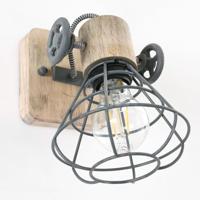 Steinhauer WandlampGeurnesey vintage grijs met hout - 1578GR - thumbnail