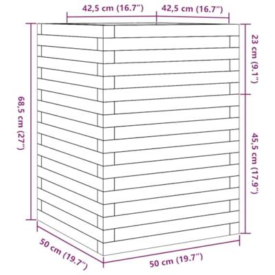 VidaXL Plantenbak 50x50x68,5 cm massief grenenhout