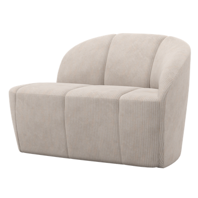 Woood Mojo 2-zits bankje arm rechts ribstof Ecru