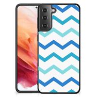 Samsung Galaxy S21 Back Case Zigzag Blauw - thumbnail