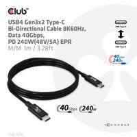 Club3D USB4 Gen 3x2 40Gbps 240W USB Type-C 1m USB-IF gecertificeerd - thumbnail