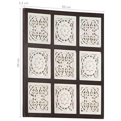 VidaXL Wandpaneel handgesneden 60x60x1,5 cm mdf bruin en wit