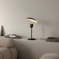 Kleine tafellamp met verstelbare kap zwart wit & messing GU10 fitting & schakelaar &apos;DFTP Fabiola&apos; - thumbnail