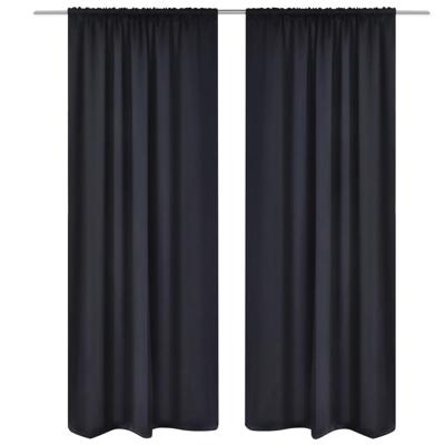 VidaXL Gordijnen met gleuven 135 x 245 cm zwart 2 st VidaXL Gordijnen met gleuven 135 x 245 cm zwart 2 st