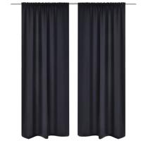 VidaXL Gordijnen met gleuven 135 x 245 cm zwart 2 st - thumbnail