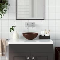 VidaXL Wastafel rond keramiek donkerbruin - thumbnail