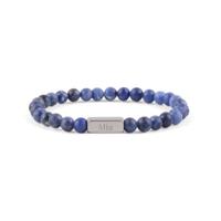 Luxe edelsteen armband met naam - Blauw - M - thumbnail