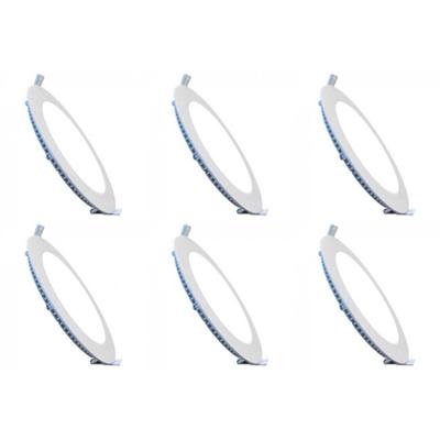 LED Downlight Slim 6 Pack - Inbouw - 6W - Helder/Koud Wit 6400K - Rond - Mat Wit - Aluminium - Ø120mm