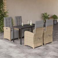 5-delige Tuinset met kussens poly rattan beige - thumbnail