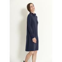 Gebreide jurk uit bio-Merino/katoenmix met wijde col, noten 38 - thumbnail