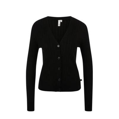 Q/S designed by ribgebreid vest zwart