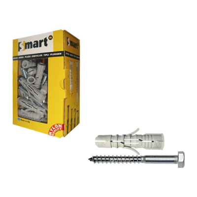 pgb-Europe SMART | plug nylon + DIN 571 Ø 8x100 NZN | 15 st SM0PZSN0112080100E