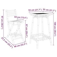 3-delige Barset voor buiten opvouwbaar bamboe - thumbnail