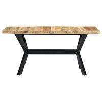 Eettafel 140x70x75 cm massief ruw mangohout - thumbnail