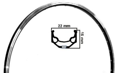 Ryde velg urban race alu zwart/alu 16mm hoog >22< 36 gaats