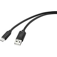 Renkforce USB-kabel USB 2.0 USB-C stekker, USB-A stekker 2.00 m Zwart Met anti-microbacterieel oppervlak RF-4695144 - thumbnail
