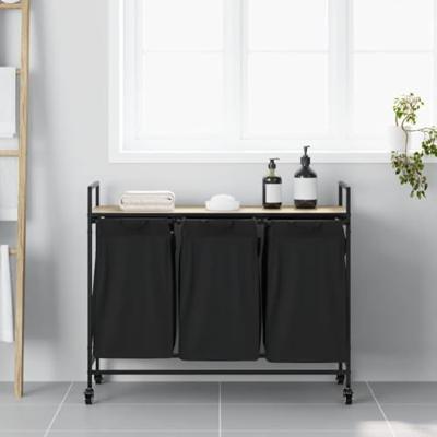 VidaXL Wasmand 3 vakken met planken sonoma eikenkleurig VidaXL Wasmand 3 vakken met planken sonoma eikenkleurig