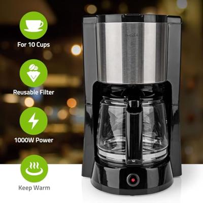 Koffiezetapparaat | Maximale capaciteit: 1.5 l | Aantal kopjes tegelijk: 12 | Warmhoudfunctie | Zilver / Zwart - thumbnail