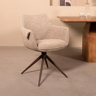 LABEL51 Eetkamerstoel Narumi - Mushroom - Royal Boucle - Brons Metalen Frame