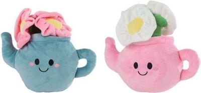Take Me Home knuffel plant pluche - theepot met bloemen, 18cm