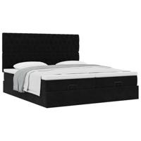 Ottoman bed met matrassen 200x200cm fluweel zwart - thumbnail