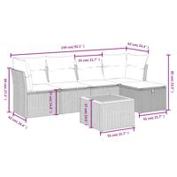 6-delige Loungeset met kussens poly rattan zwart - thumbnail