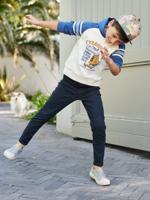 Gemakkelijk aan te trekken gekleurde jongensbroek nachtblauw - thumbnail