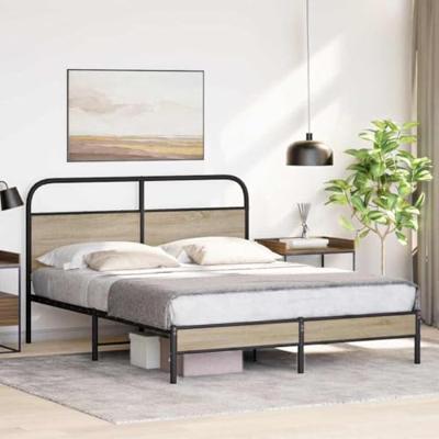 Bedframe zonder matras bewerkt hout gerookt eiken 150x200 cm