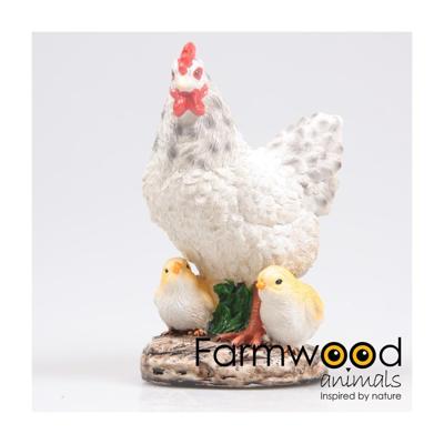 Farmwood Animals Tuinbeeld kip met kuiken wit 15x11x20cm