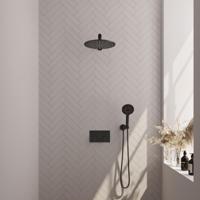 Black Edition thermostatische inbouw regendouche SET 56 met 30 cm douchekop en 3-standen handdouche - mat zwart - thumbnail