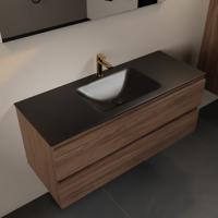 MONDIAZ AIVY 120cm badmeubel Mocha, wastafel Urban solid surface midden 1 kraangat (AI-351621URBAN-SI - AI-M120MOMI) - thumbnail