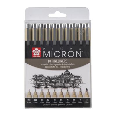 Fineliner Sakura Pigma Micron set à 10 schrijfbreedtes zwart | 6 stuks Fineliner Sakura Pigma Micron set à 10 schrijfbreedtes zwart | 6 stuks