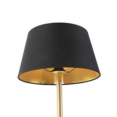 QAZQA Klassieke tafellamp messing met zwarte kap 32 cm - Simplo