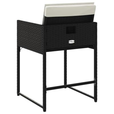 Tuinstoelen 4 st met kussens poly rattan zwart - thumbnail
