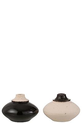 J-Line vaas Klein Rond - keramek - zwart|beige - 2 stuks J-Line vaas Klein Rond - keramek - zwart|beige - 2 stuks