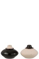 J-Line vaas Klein Rond - keramek - zwart|beige - 2 stuks - thumbnail