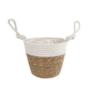 Rieten Plantenmand Blois 20x14x30 cm Naturel/Wit