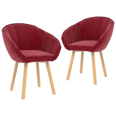 Vidaxl Eetkamerstoelen 2 St Fluweel Wijnrood Vidaxl Eetkamerstoelen 2 St Fluweel Wijnrood