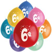 Folat ballonnen party pop monsters cijfer 6 kleurmix 23 cm 8 stuks | 24 stuks - thumbnail