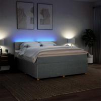 Boxspring met matras stof lichtgrijs 180x200 cm - thumbnail