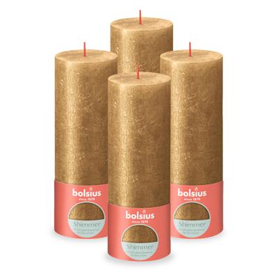 Bolsius stompkaars shimmer 190/68 gold a4