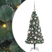 VidaXL Kunstmatige voorverlichte kerstboom met bollen set groen 120 cm - thumbnail