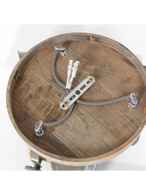 Steinhauer Industriële plafondlampGearwood 3-lichts retro groen met hout - 3063G