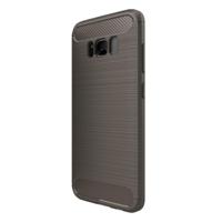 Samsung Galaxy S8 Plus Geborsteld koolstofvezel structuur schokbestendig TPU back cover Hoesje (grijs) - thumbnail